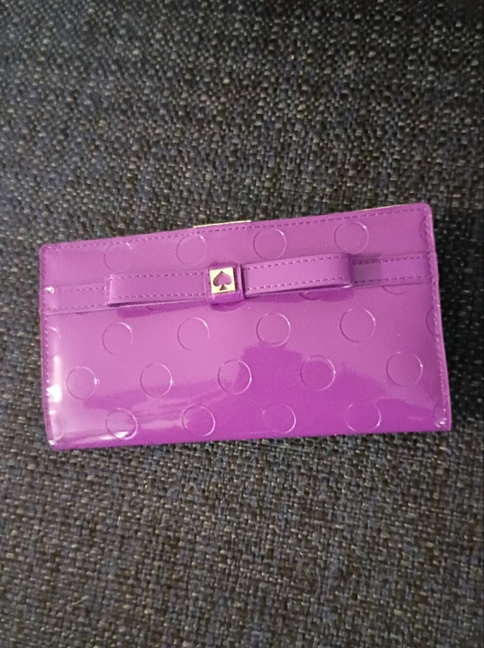 Purple Patent Polka Dot Bow Wallet